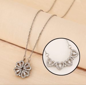 silver 4 in 1 Magnetic Heart Lover Necklace