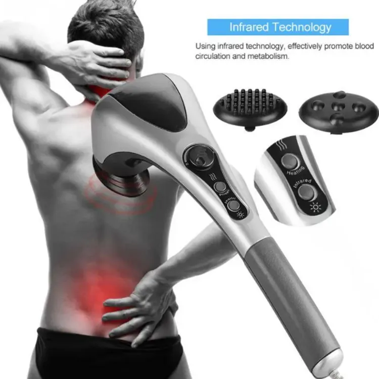Double Head Full Body Massager Machine Variable Speed Far Infrared | Electric Facial Deep Tissue Fitness Massage Stick – Head Neck Waist Leg Muscles Pain Relief Massage Hammer – Handheld Deep Tissue massager - Image 5