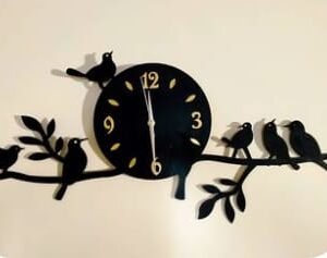 Sparrows On Tree Branch  Wall Clock Wooden material
