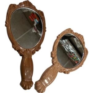 classic handheld makeup mirrors cosmetics sculpture painting decor mirror home decor .. wooden style pocket and purse mirror (Random color)