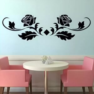 Wooden Flower Rose Floral Wall Sticker