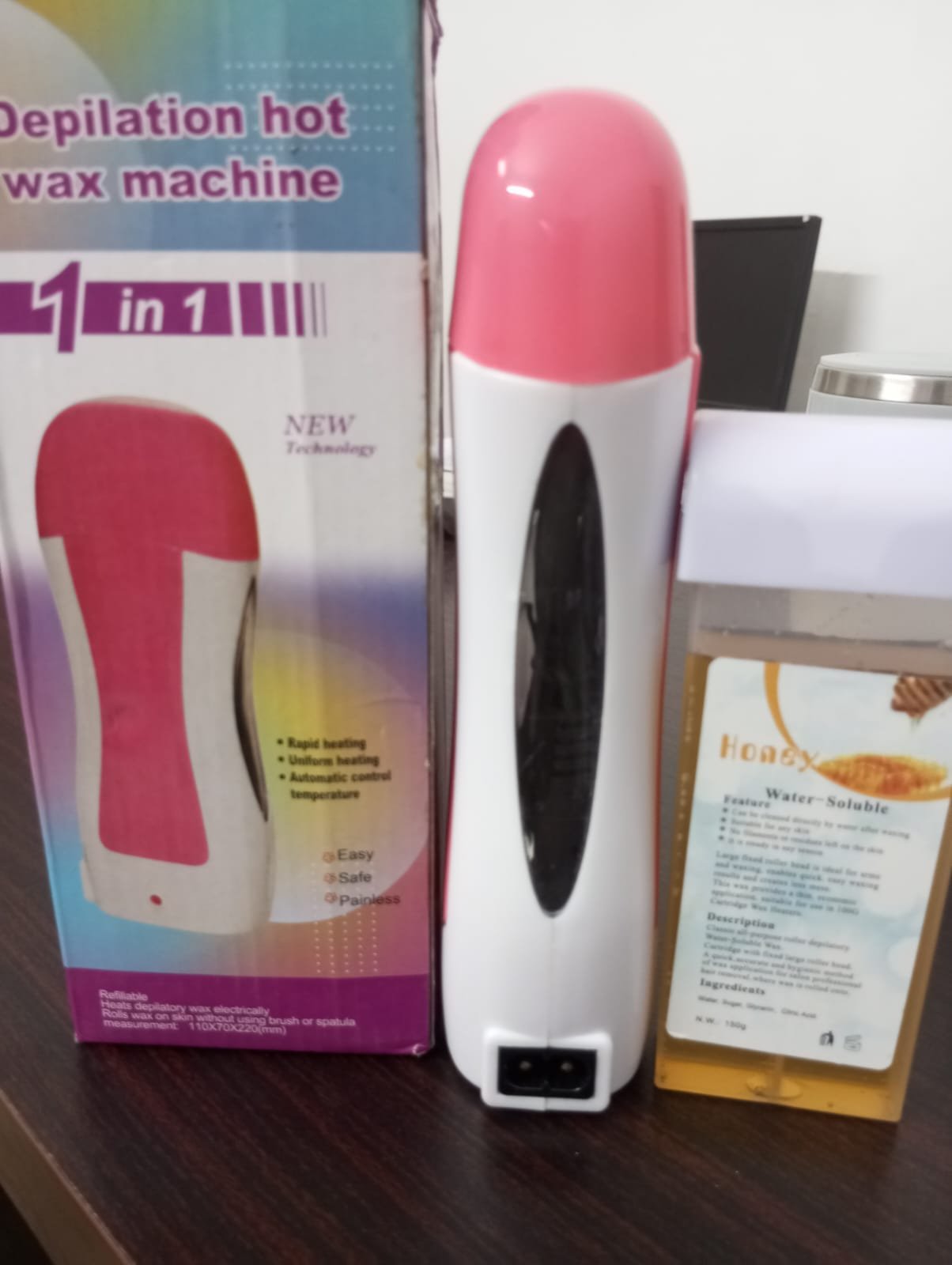 3 In 1 Depilatory Hair Removal Roll Wax Heater Facial Body Hair Remover Epilator Wax Heating Machine with Waxing Strips Paper (Random flavours) - Image 2
