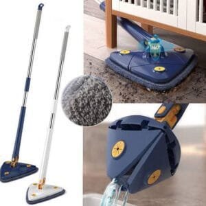 Extended Triangle Auto Squeeze Long Handle Mop 360 Twist Squeeze Wringing X-Type Window Glass Toilet Bathroom Floor Household Cleaning Ceiling Dusting (Random Color)
