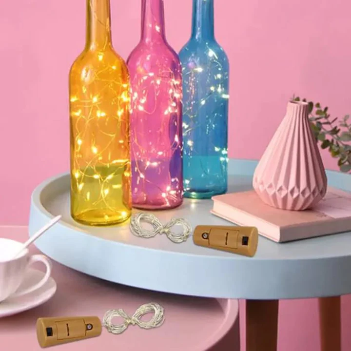 Wine Bottle Lights With Cork LED String Light | Copper Wire Fairy Garland Lights | Christmas Holiday Party Wedding Decoration (20 LED's) - Image 3