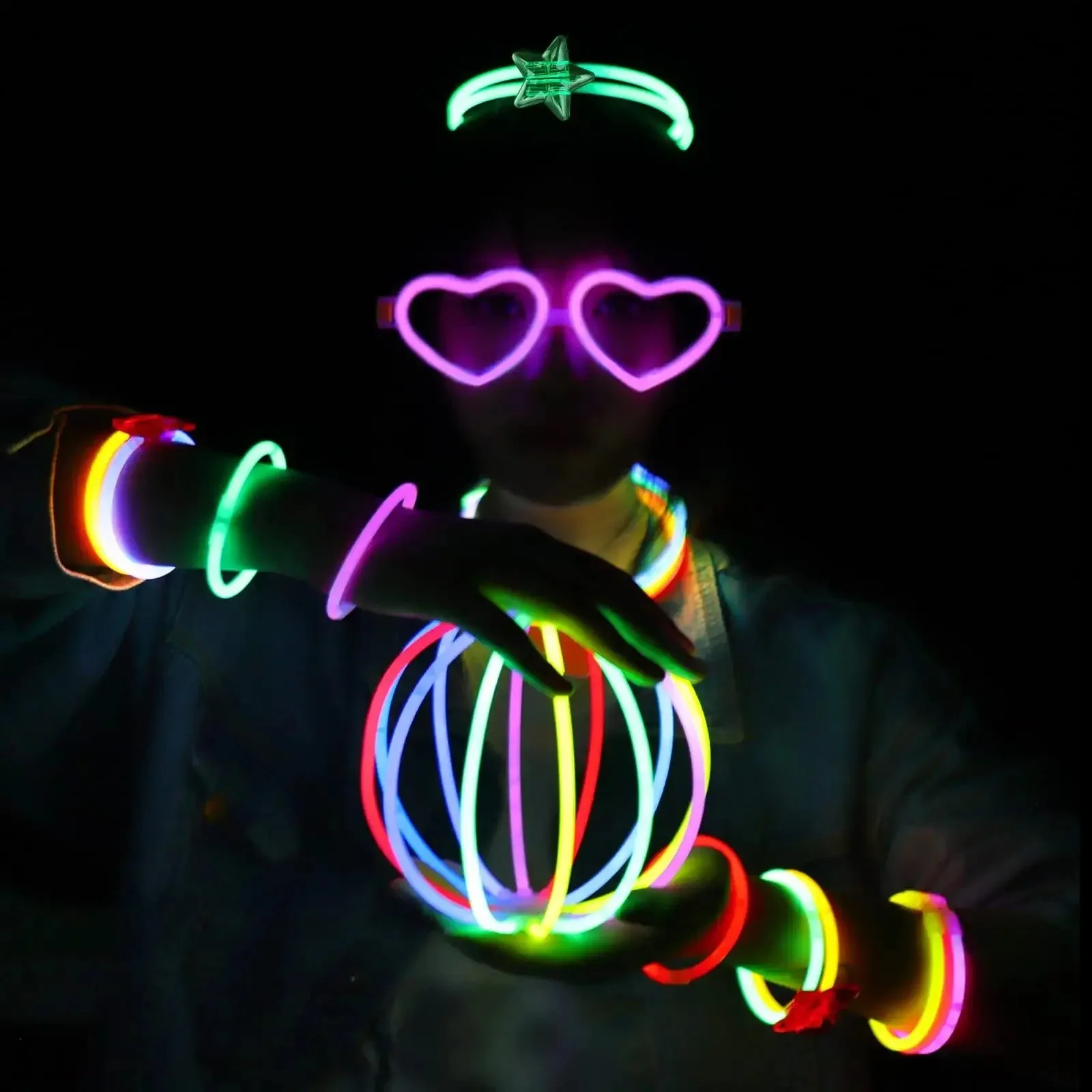 Glow Costume in the Dark Sticks Connectors | Glow In The Dark Party Bracelets | Decor Neon Halloween Birthday Party Decorations for boys and girls - Image 4