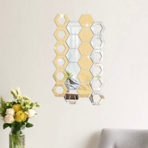 Pack Of 24 Hexagon Acrylic Mirror Wall Sticker