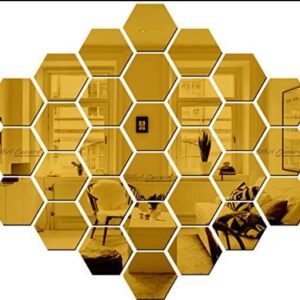(Pack Of 30) Golden Hexagon Acrylic Mirror Wall Stickers