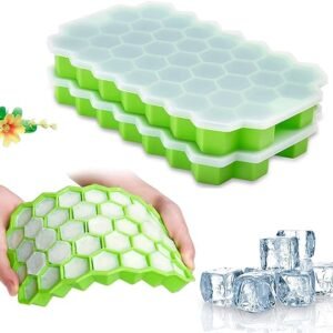 Silicone Ice Tray With Cap Push Pop Out Round Mini Ice Cube Trays With plastic cover Flexible Silicone Bottom (Random Color)