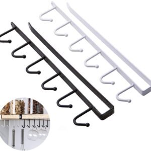 6-Hook Under-the-Shelf Mug Rack Kitchen Hanging Organizer (Random Color)