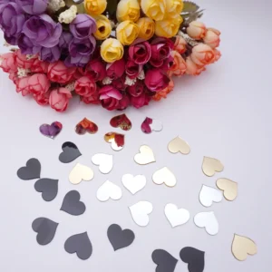 100 PIECE HEART SHAPE STICKER | Heart Sticker Wedding Decoration Acrylic Mirror DIY Accessory (Random Colors)