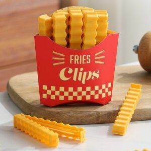 12pcs Set Creative French Fries Bag Sealer With Holder Bag Clips Food Seal Clip Keep Fresh Snack Sealing Clamp