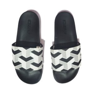 Men Black & White Adilette CF+ Link GR Printed Sliders