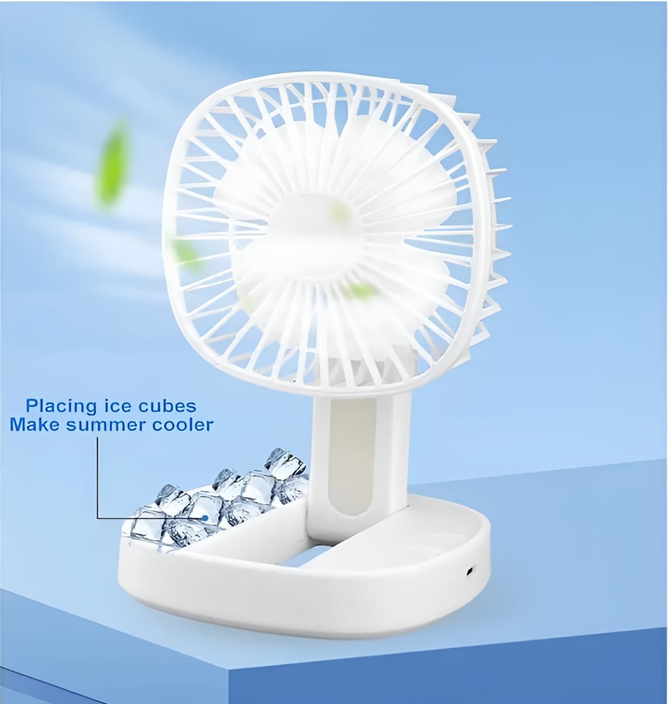 Mini USB Rechargeable Fan Desktop Foldable with Led Light | 3 Speed Adjustable For Household Bedroom For Office Home Cooling (Random colors)