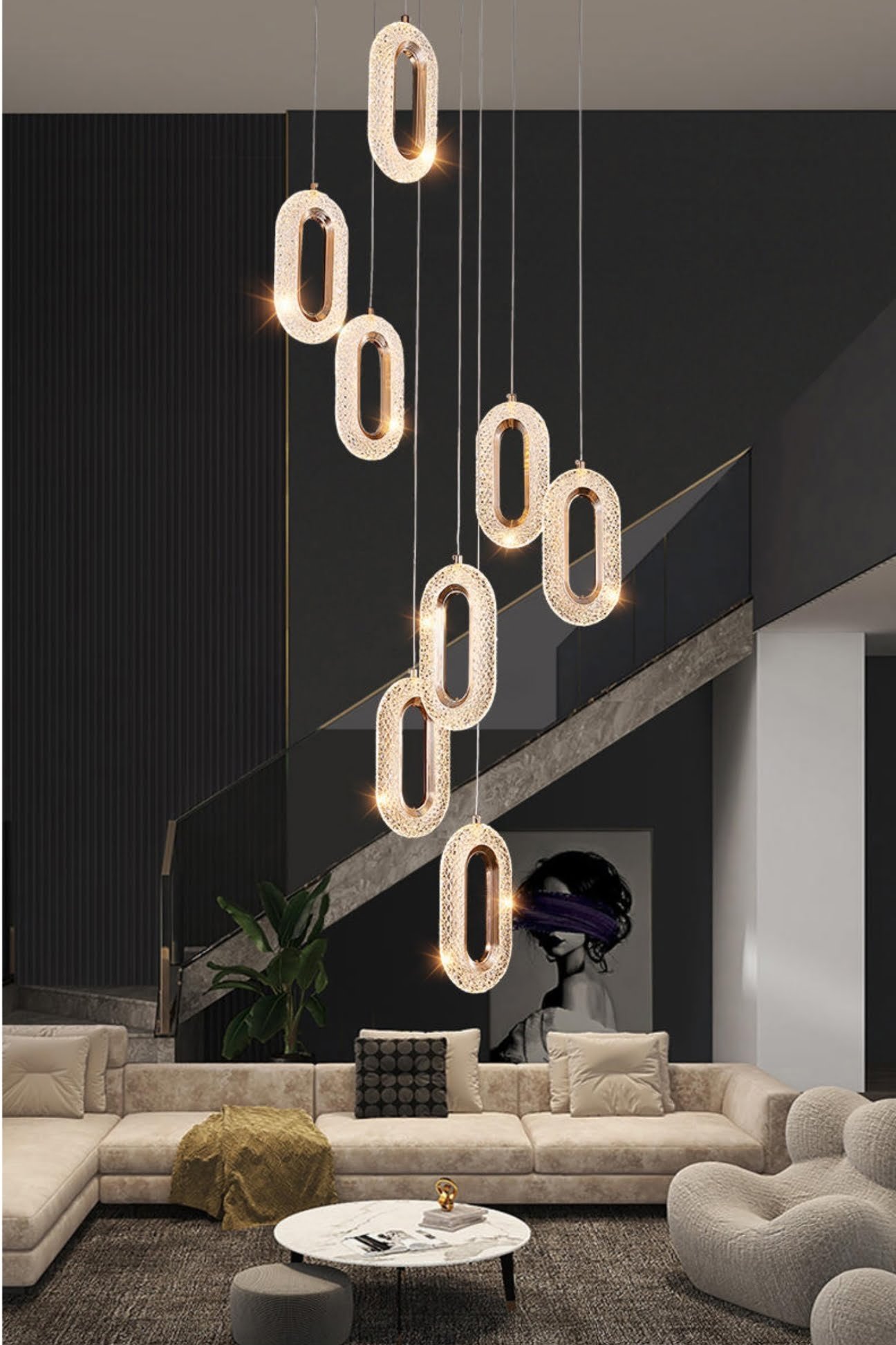 LED Hanging Lamp in Modern and Elegant Nordic Design Decorative Lighting Fixture, Ideal for a Kitchen, Dining Room or Bedroom | Pendant Light Led Decoration Energy Saving Modern Style Warm Light - Image 3