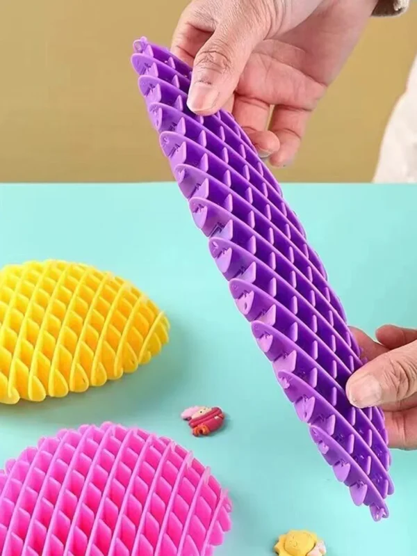3D Printing  Decompression Stretch Mesh Toy | 3D Print Design Fidget Gadget Magic Worm Anti-Stress ADHD Pineapple Carrot Stress Relief EDC Elastic Toy for Kid Fidget Toys Adults Worm Toy for Kids Adults,Students (Random color) - Image 4