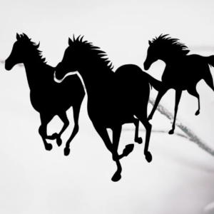 3 Running Horse Wooden Wall Stickers