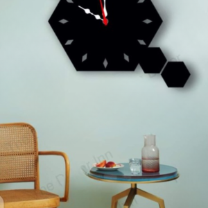 Hexagon wall clock Wooden material
