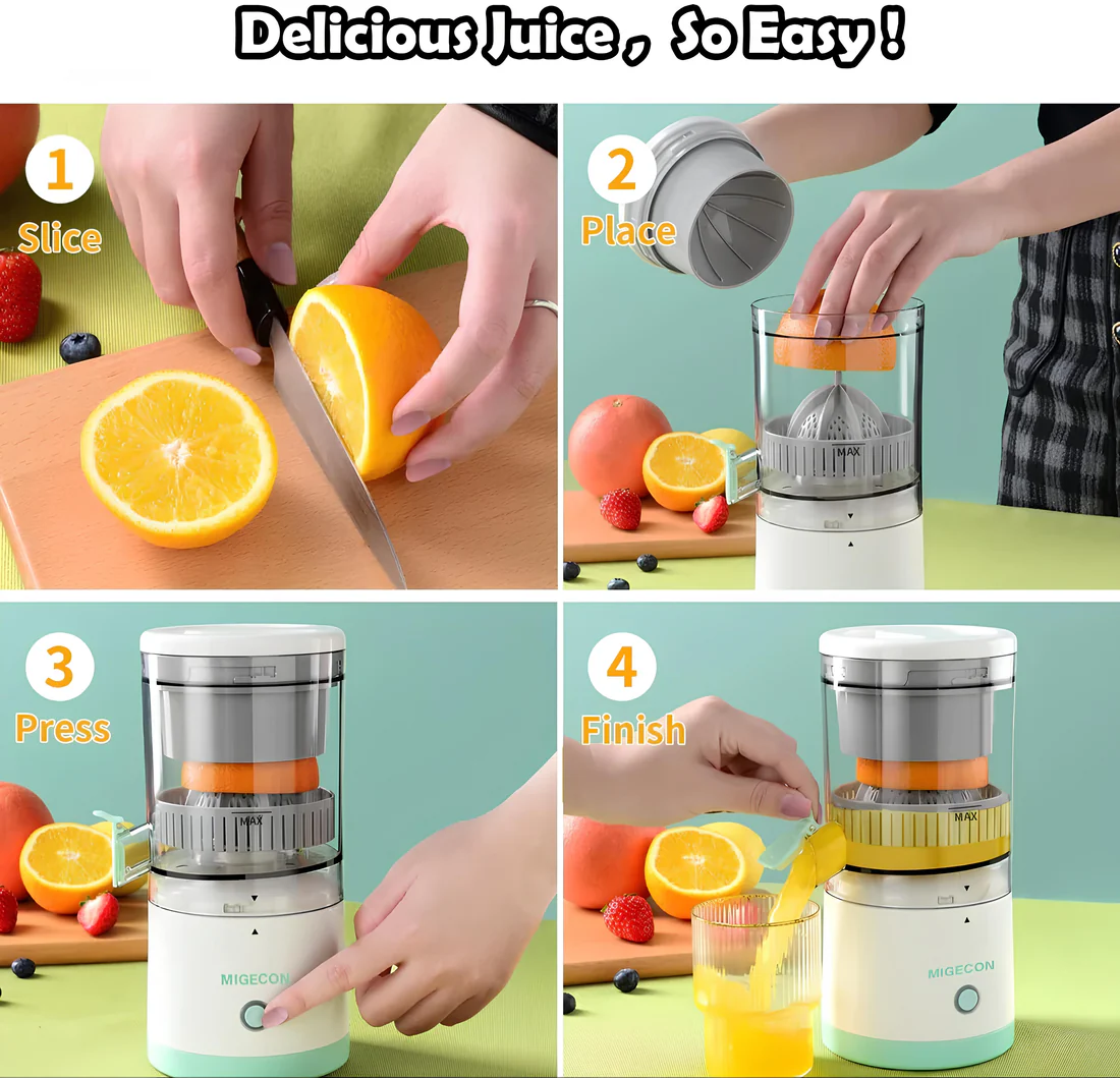 PORTABLE ELECTRIC CITRUS JUICER RECHARGEABLE HANDS | Orange, Lemon Juicer and Squeezer | Juice Extractor | Juice Blender - Image 3