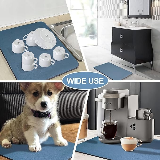 Kitchen Counter Silicone Non Slip Mat Absorbent Rubber Backed Hide Stain Drainer Mats Tableware (30*40cm) (Random Color) - Image 5