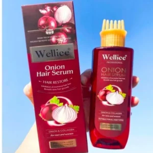 Wellice Onion Hair Serum Anti hair loss & Anti dandruff Onion & Collagen Hair Serum With Comb Head 200ml
