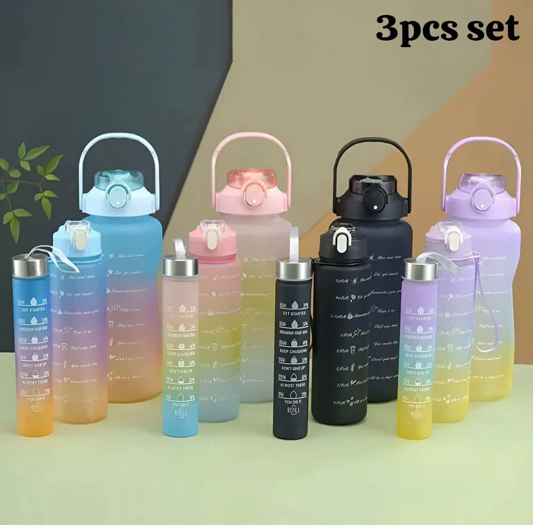 Three-piece Motivational Sports Water Bottles Set (2000ml, 850ml, 350ml)(Random Color) - Image 5