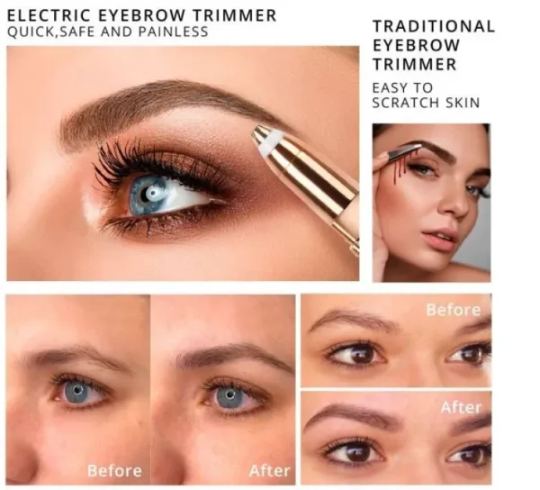 2 in 1 Flawless Facial Hair removal | 2 in 1 Women's Electric Epilator USB Charging Portable Hair Remover Bikini Painless Shaver for Women Body Facial Eyebrow Trimmer(random color ) - Image 7