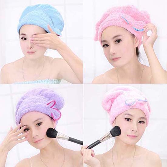 Hair Drying Towels, Ultra Absorbent Hair Drying Cap Bowknot Hair Turban Towel for Women Adults or Kids Girls(random color ) - Image 5