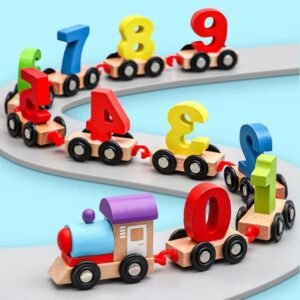 colorful Wooden Digital Numbers Educational Train Toy Set for Kids