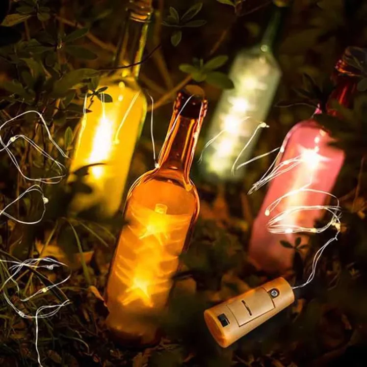 Wine Bottle Lights With Cork LED String Light | Copper Wire Fairy Garland Lights | Christmas Holiday Party Wedding Decoration (20 LED's) - Image 5