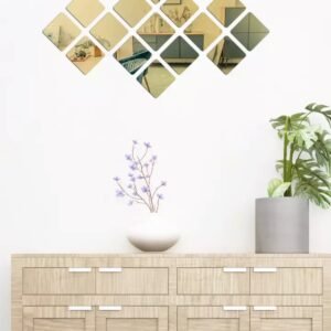 Square Shaped Acrylic Mirror Wall Stickers (15 Pcs)
