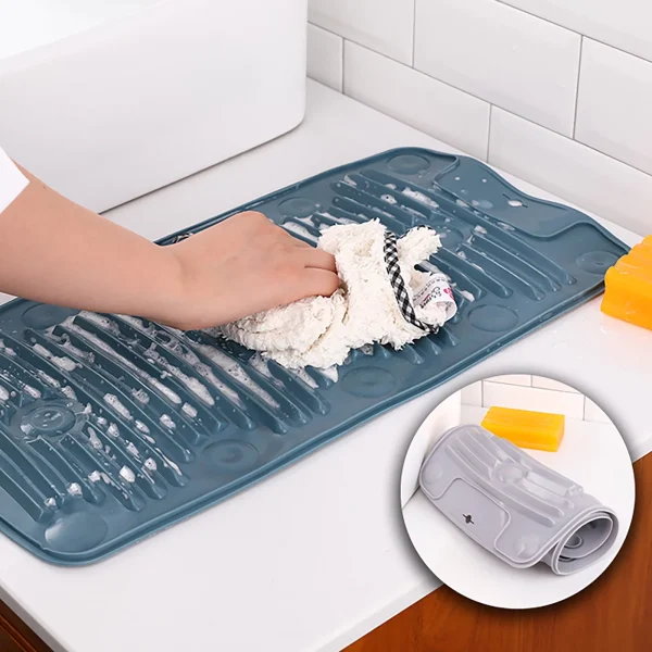 Multipurpose Rollable Foldable Portable Silicone Antislip Mini Travelling Housing Washing Cleaning Laundry Pad Board Mat for Shoe Clothes Mop (Random color) - Image 7