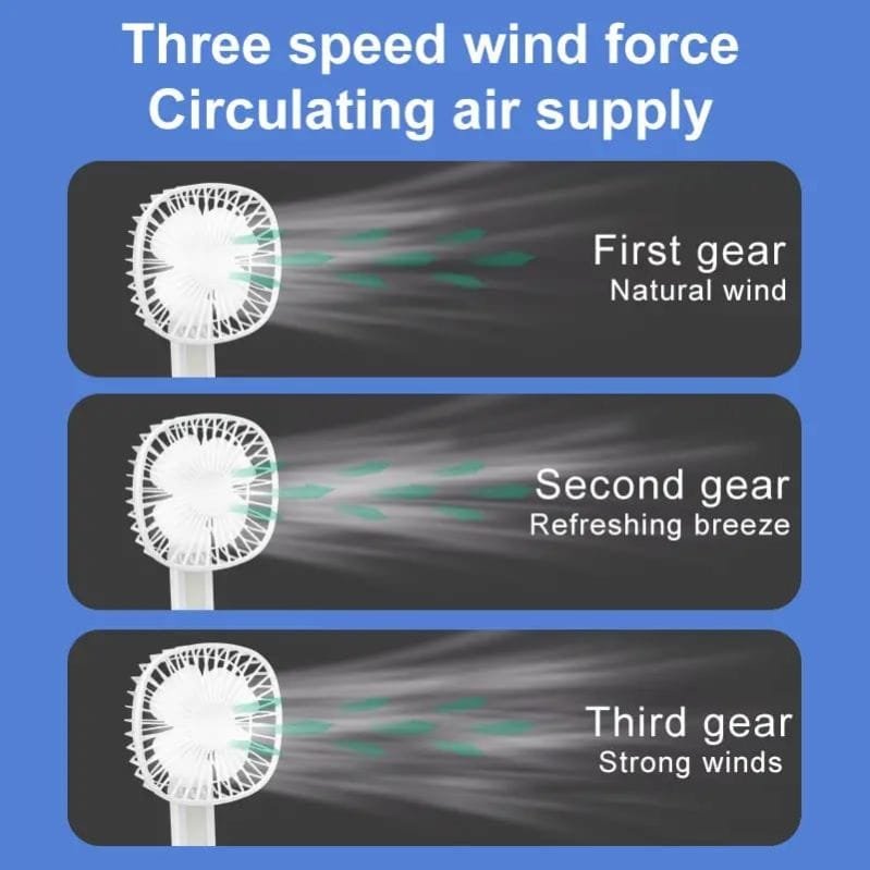 Mini USB Rechargeable Fan Desktop Foldable with Led Light | 3 Speed Adjustable For Household Bedroom For Office Home Cooling (Random colors) - Image 7