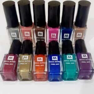 Pack Of 12 Peel Off Nail Paints / Nail Polish - Multicolor