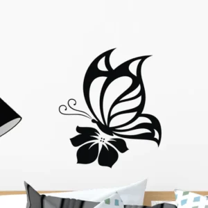 Butterfly With Flower designed Wall Sticker