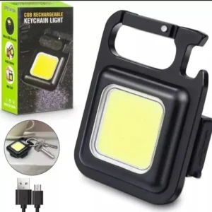 Black Metal Led Cob Light Key Chain