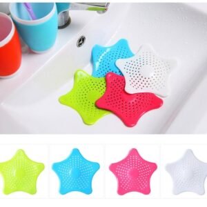 Silicone Rubber Star Fish Five-pointed Creative Star Sink Water Stopper Filter Sea Star Drain Hair Catcher & Stopper Cover Sink Strainer Leakage Filter Kitchen and Bathroom (Random Color)