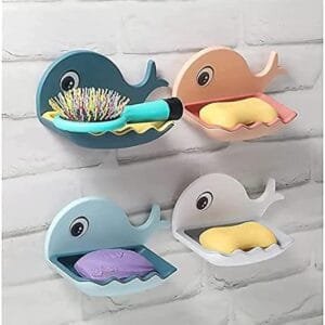 Fish-Shaped Double-Layer Adhesive Waterproof Soap Bar Holder Stand Rack For Bathroom, Shower, And Kitchen Walls (Pieces 1)( random color)