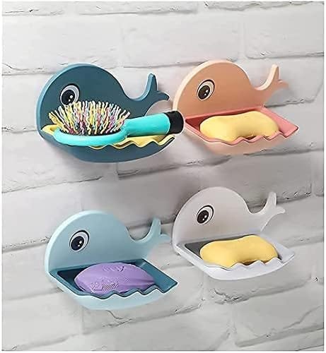 Fish-Shaped Double-Layer Adhesive Waterproof Soap Bar Holder Stand Rack For Bathroom, Shower, And Kitchen Walls (Pieces 1)( random color)