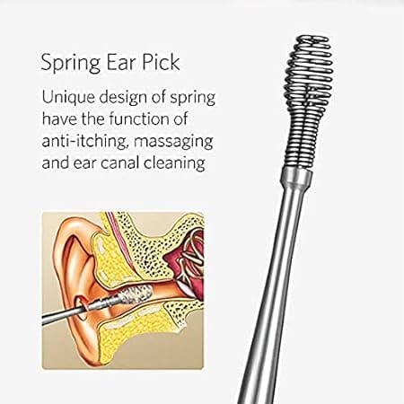 Ear Wax Removal Kit, 6-in-1 Ear Pick Tools Curette Cleaner Reusable Ear Cleaner, Stainless Steel Ear Wax Remover with Storage Case, Silver - Image 7