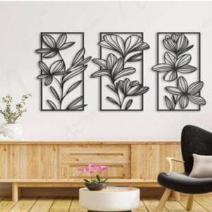 3 pec set  beautiful floral artwork Flowers  Wall decorations  MDF material