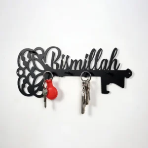 Bismilla Key holder 8×3 inch size Wooden material