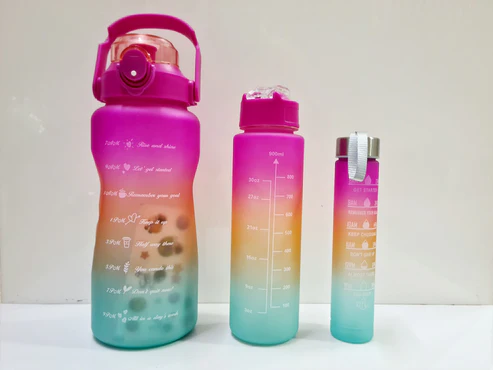 Three-piece Motivational Sports Water Bottles Set (2000ml, 850ml, 350ml)(Random Color) - Image 8