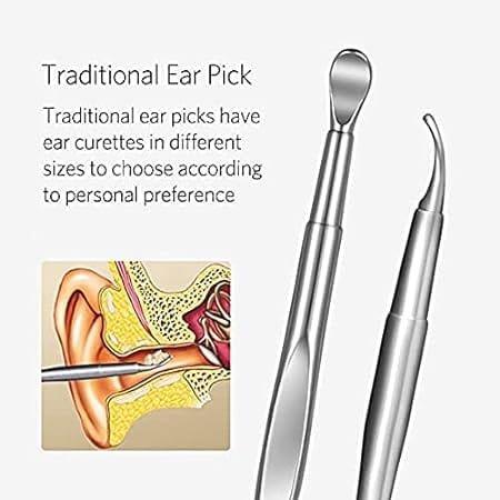 Ear Wax Removal Kit, 6-in-1 Ear Pick Tools Curette Cleaner Reusable Ear Cleaner, Stainless Steel Ear Wax Remover with Storage Case, Silver - Image 5