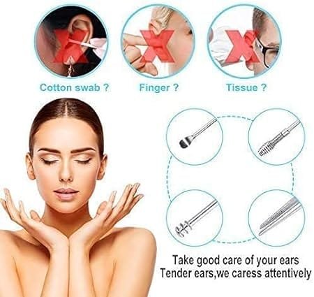 Ear Wax Removal Kit, 6-in-1 Ear Pick Tools Curette Cleaner Reusable Ear Cleaner, Stainless Steel Ear Wax Remover with Storage Case, Silver - Image 8
