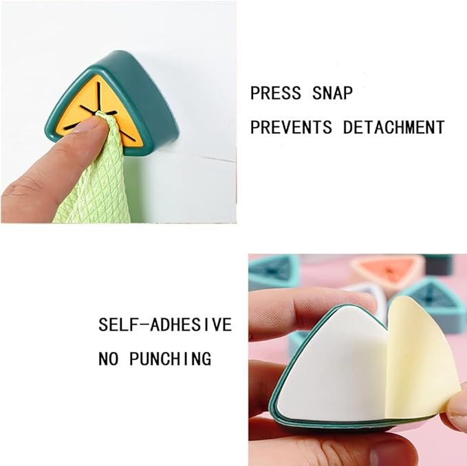 (Pack of 4) Towel And Rag Storage Plug Punch Free Towel Plug Holder Kitchen Bathroom Triangle Towel Plug Holder/ Bathroom Organizer Self Adhesive Wall Mount Push in Hook (Random color) - Image 9