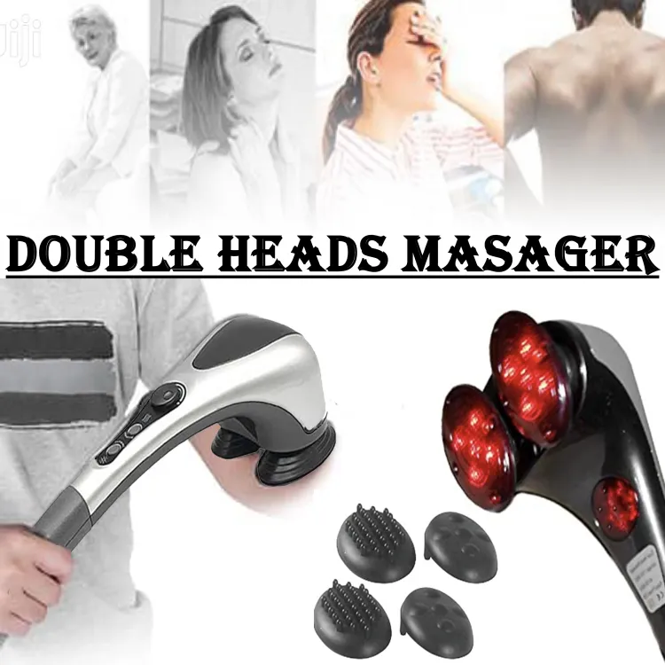 Double Head Full Body Massager Machine Variable Speed Far Infrared | Electric Facial Deep Tissue Fitness Massage Stick – Head Neck Waist Leg Muscles Pain Relief Massage Hammer – Handheld Deep Tissue massager - Image 2