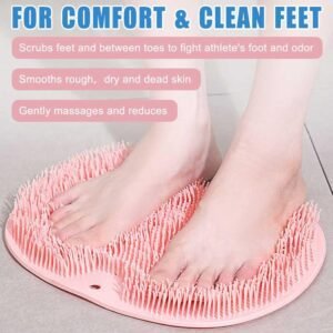 Shower Foot & Back Scrubber Mat, Wall Stick Suction Silicone Bathroom Scrubber (Random color)