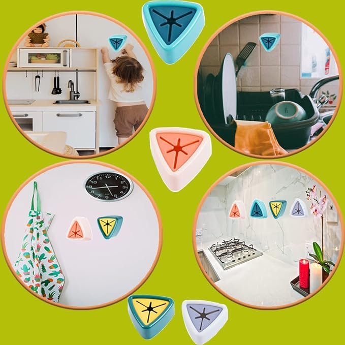 (Pack of 4) Towel And Rag Storage Plug Punch Free Towel Plug Holder Kitchen Bathroom Triangle Towel Plug Holder/ Bathroom Organizer Self Adhesive Wall Mount Push in Hook (Random color) - Image 11