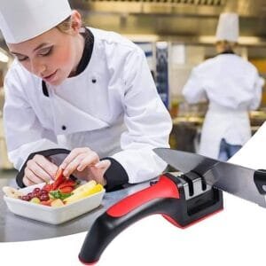 3-in-1 Knife Sharpener With Fruit And Meat Knife Peeler 3-Stage Diamond Coated Knife Sharpener,Kitchen Helper Three-piece Knife Sharpener Set With a Knife Ceramic peeler