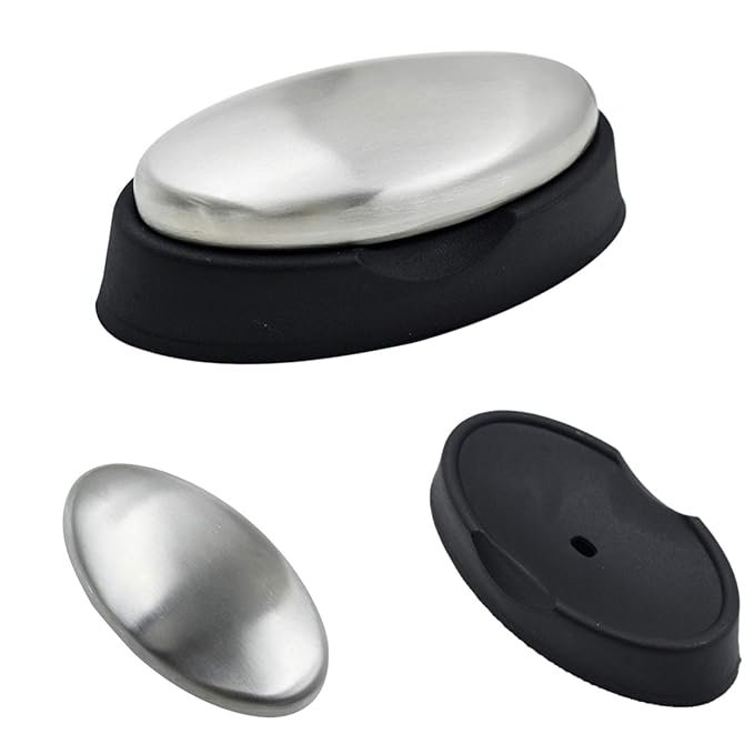 Odor removing steel soap bar with stand and box | soap for lazy people | Odor Remover Bar Deodorant Metal Soap Stainless Steel Soap Bar Eliminating Smell Like Onion, Garlic or Fish and Holder Dishes for Kitchen - Image 8